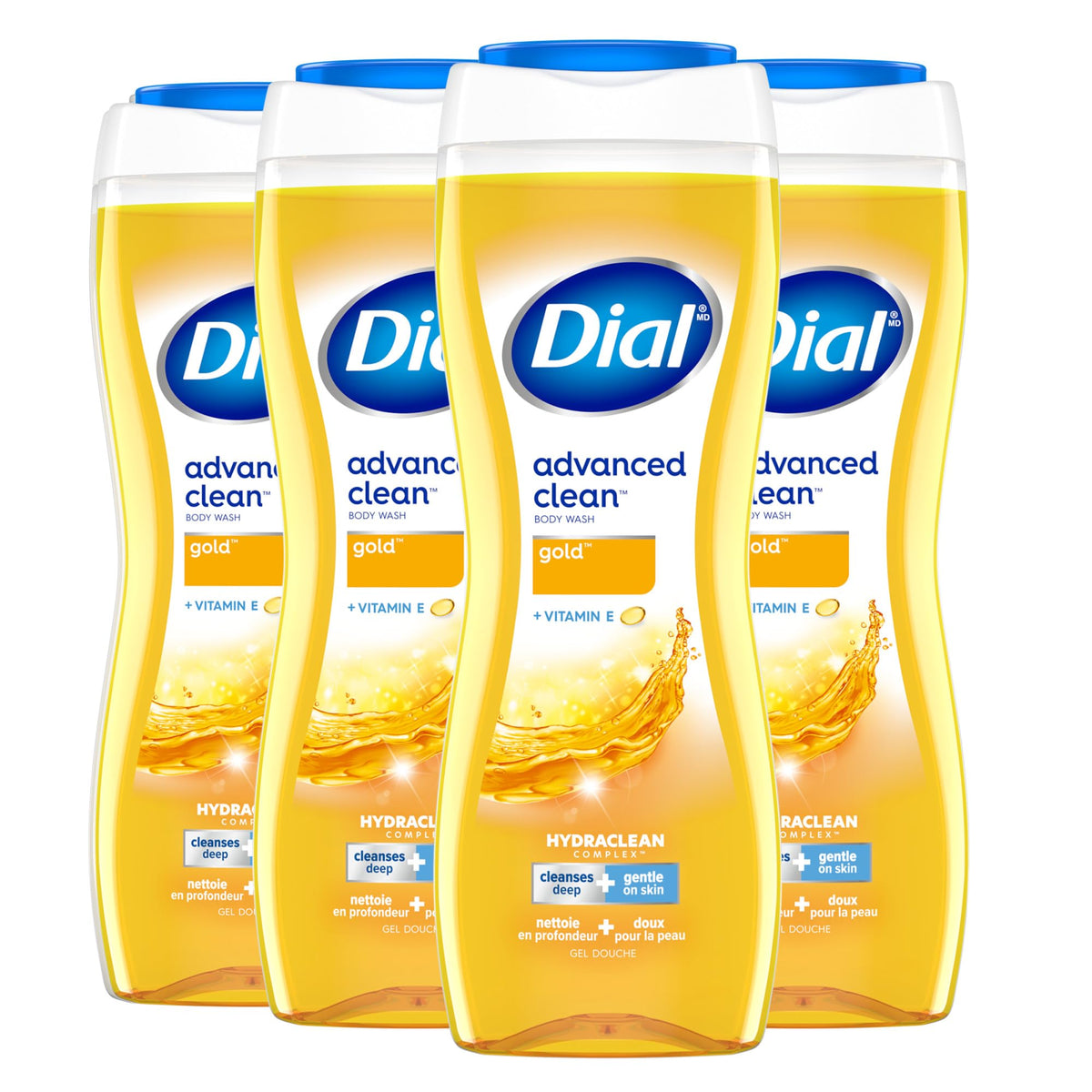 Dial Body Wash, Hydraclean Complex & Vitamin E, Gentle, Leaves Skin Feeling Nourished, Dermatologist-Tested, No Parabens & Sulfates, Exfoliate & Restore, Himalayan Salt, 16 Fl Oz (Pack of 4)