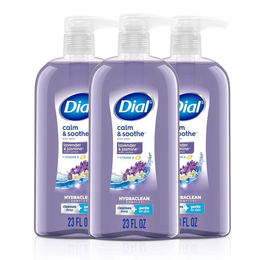 Dial Body Wash, Refresh & Renew Spring Water, 23 Fl Oz (Pack of 3), Hydraclean Complex & Vitamin E, Gentle, Leaves Skin Feeling Nourished, Dermatologist-Tested, No Parabens & Sulfates