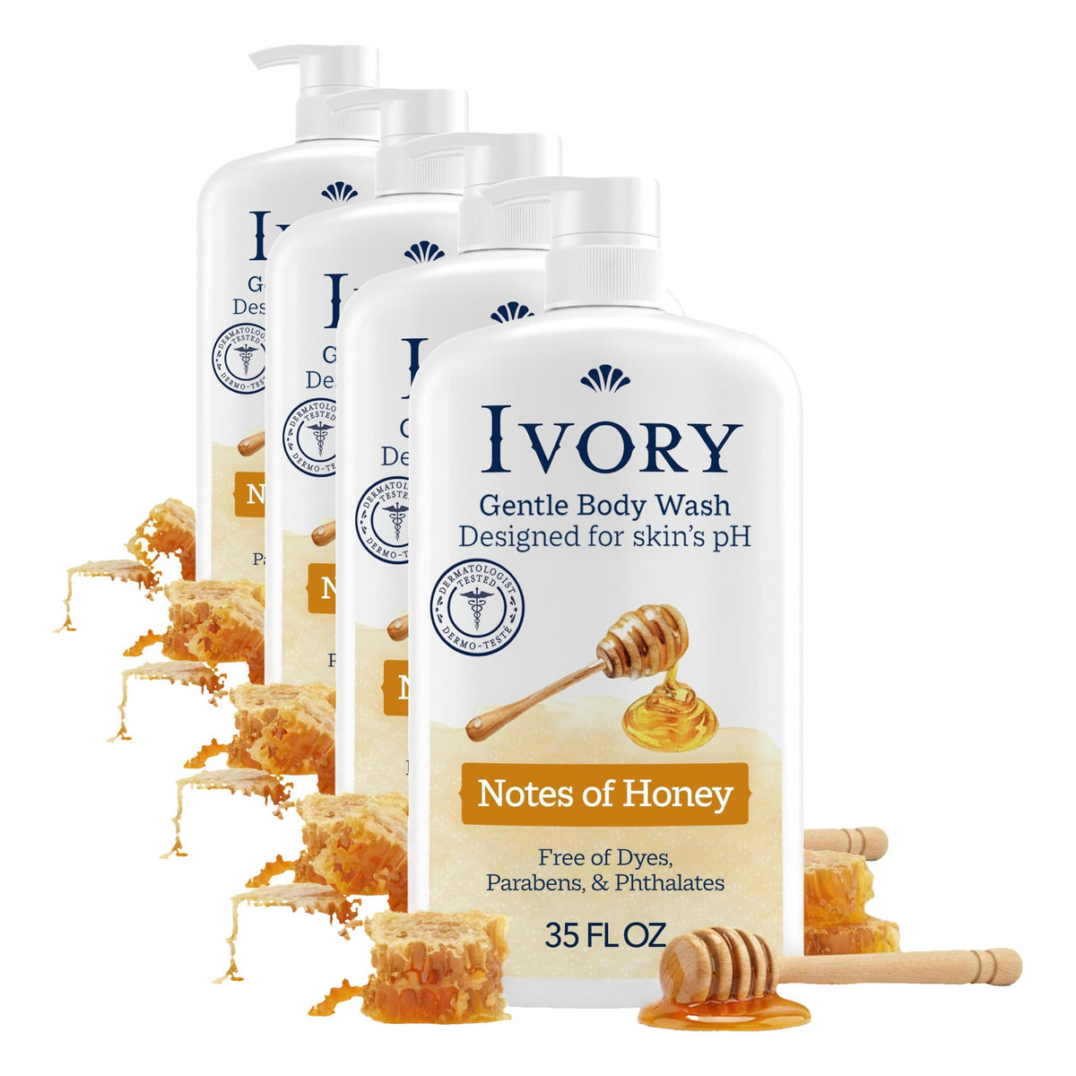 Ivory Body Wash Designed for the Whole Family, Honey Scent, 35 oz