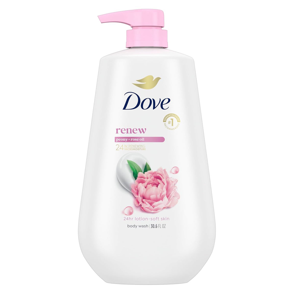 Dove 24hr Renew Lotion Body Wash MicroMoisture, Peony & Rose Oil, 30.6 oz