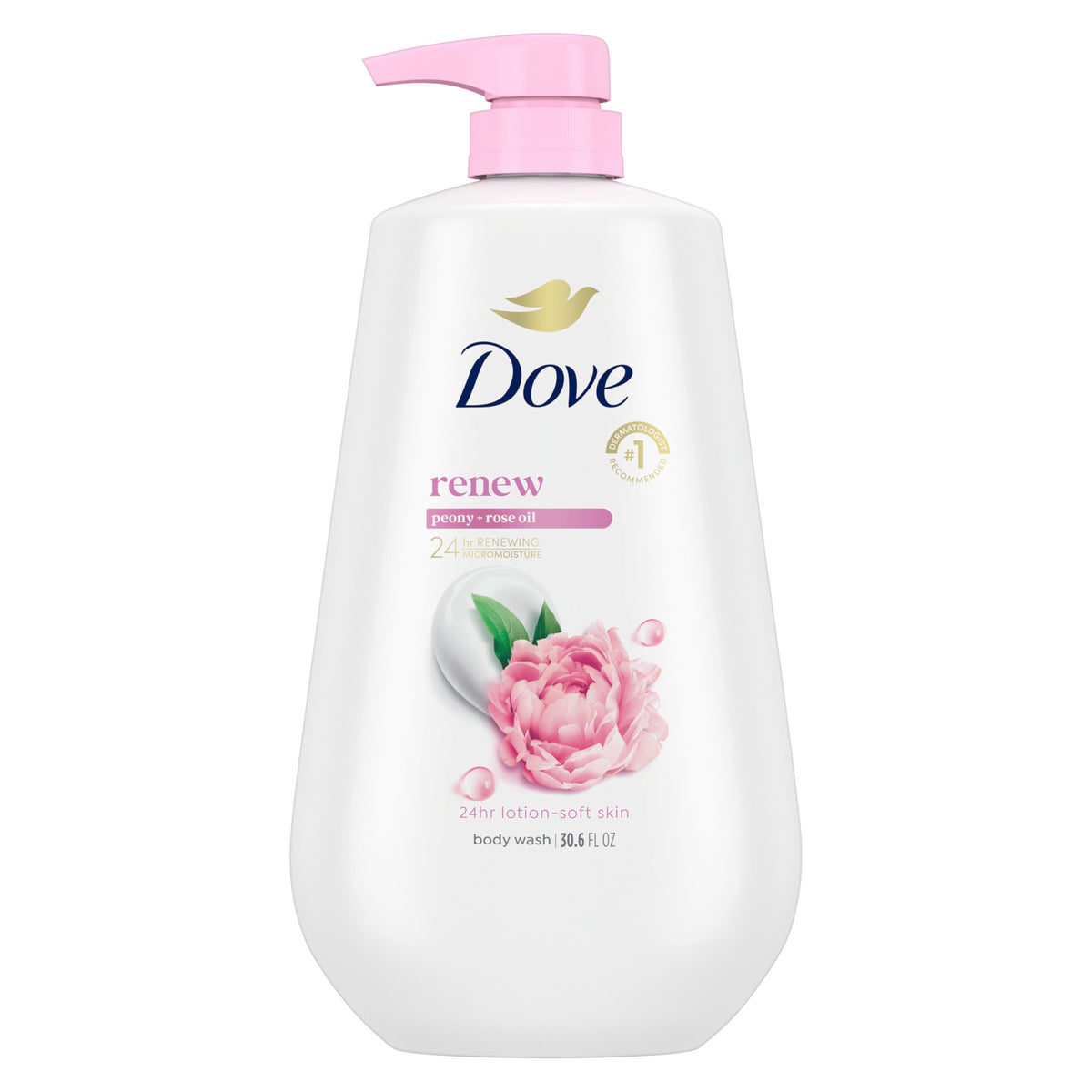 Dove 24hr Renew Lotion Body Wash MicroMoisture, Peony & Rose Oil, 30.6 oz