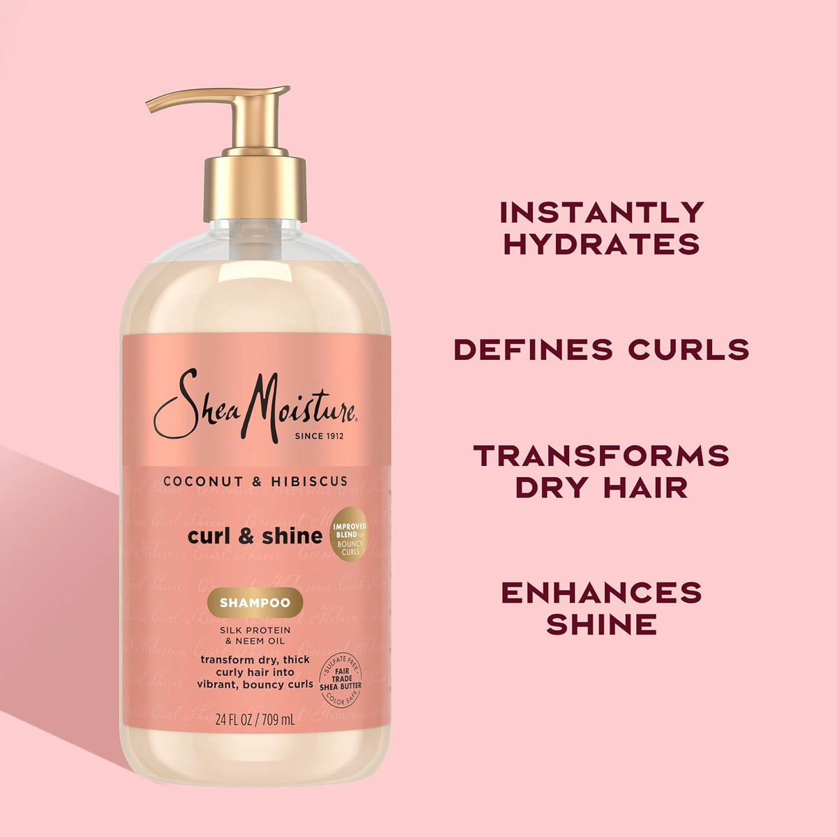Shea Moisture Coconut & Hibiscus Shampoo for Curly Hair Hydrating 24oz
