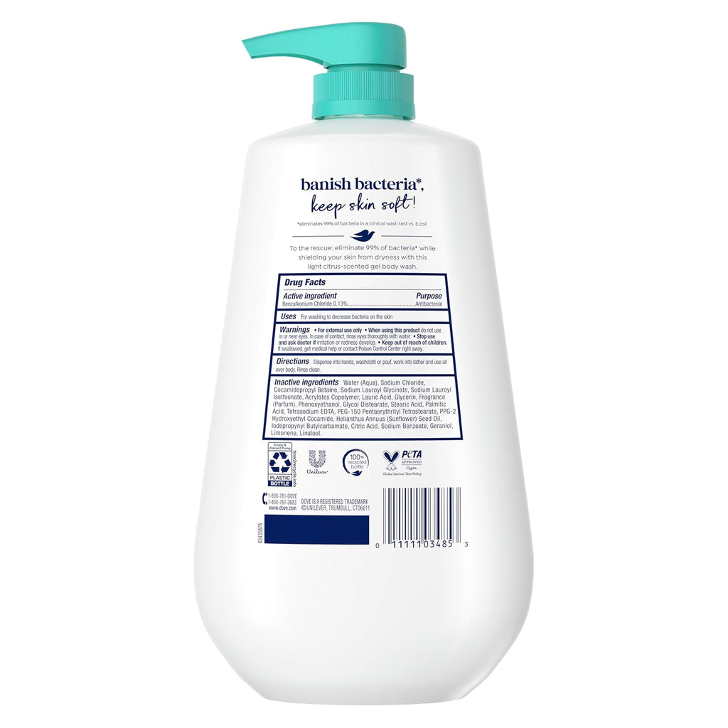 Dove Body Wash Antibacterial For All Skin Types 30.6 oz Pump, Sulfate Free