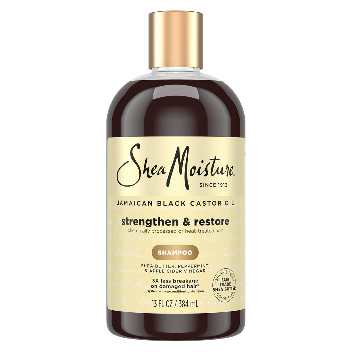 Shea Moisture Strengthen and Restore Shampoo for Damaged Hair 100% Pure Jamaican Black Castor Oil Cleanse and Nourish 13 oz