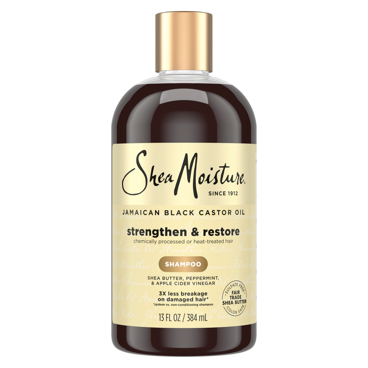 Shea Moisture Strengthen and Restore Shampoo for Damaged Hair 100% Pure Jamaican Black Castor Oil Cleanse and Nourish 13 oz