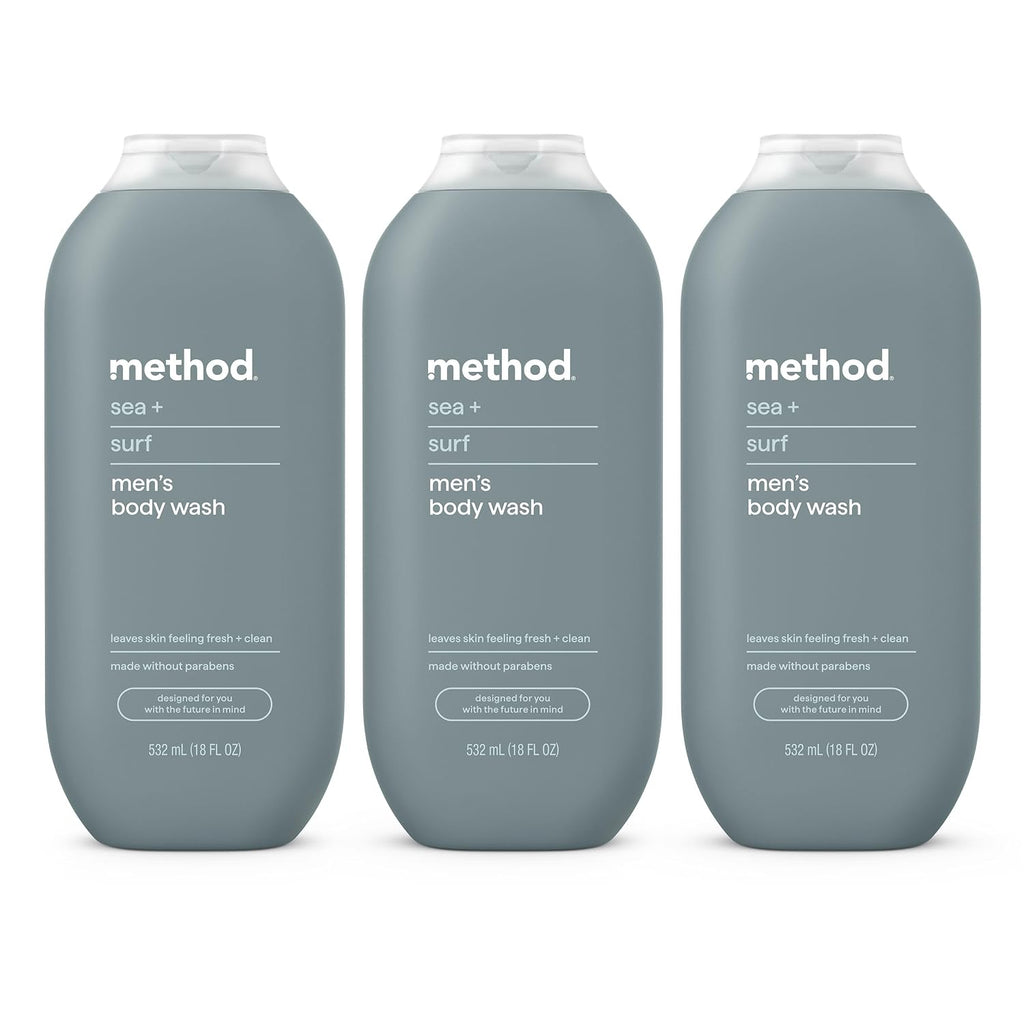 method Men’s Body Wash, Sea + Surf, 18 fl oz, 3 Pack