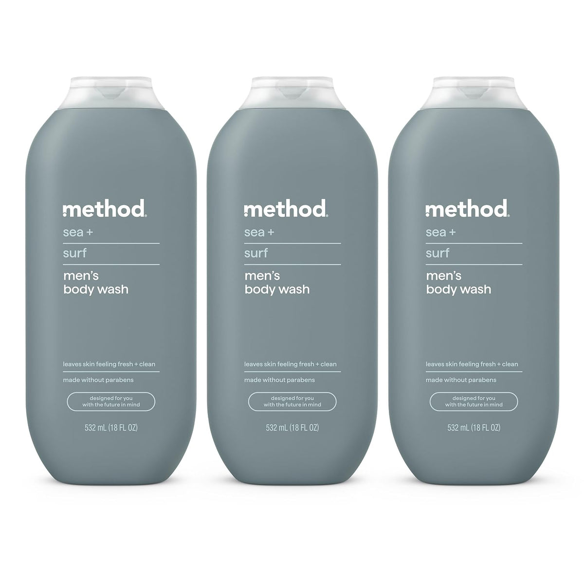 method Men’s Body Wash, Sea + Surf, 18 fl oz, 3 Pack