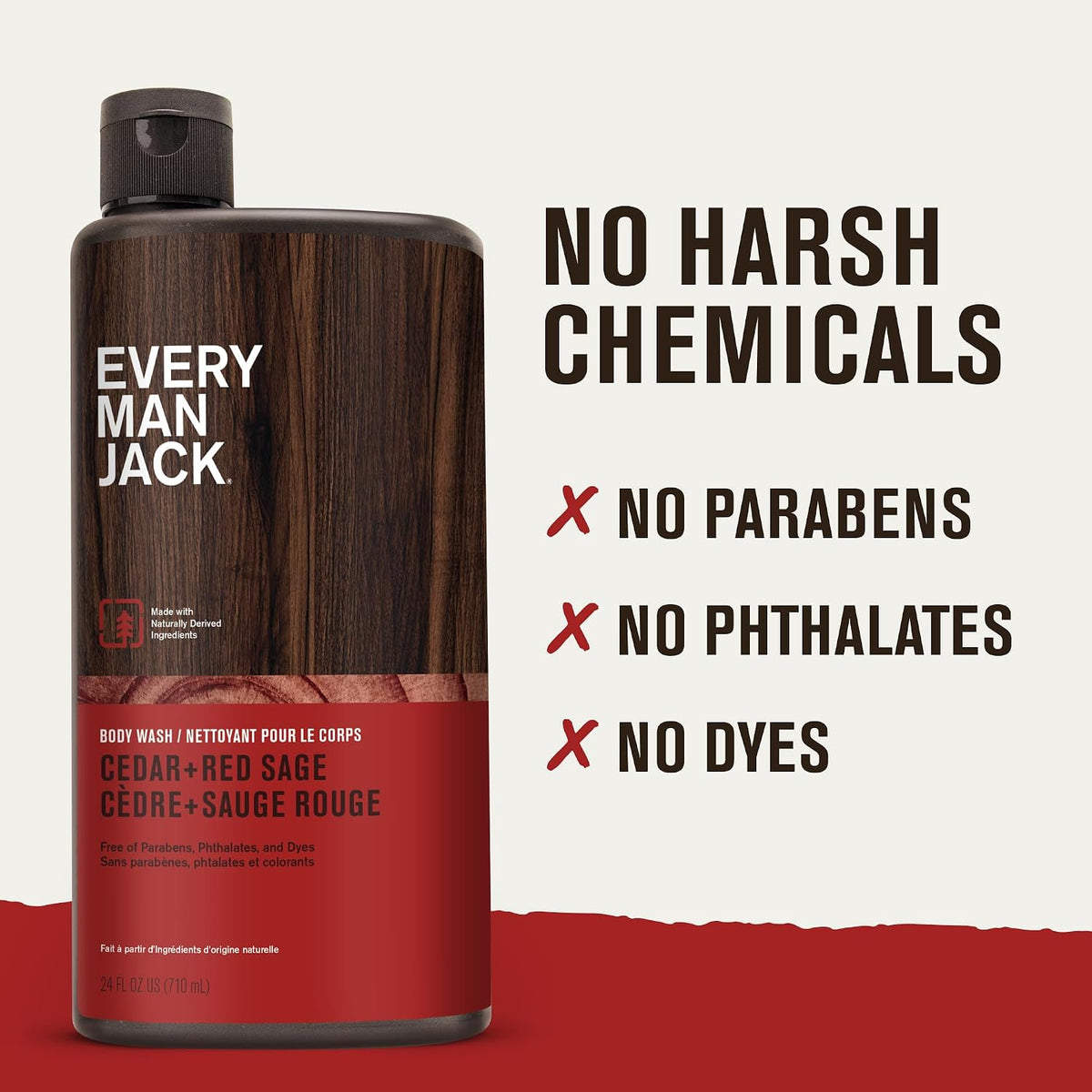 Every Man Jack Hydrating Body Wash for Men, Cedar Red Sage, 2pk