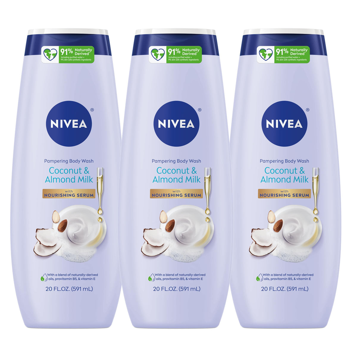 NIVEA Pampering Coconut and Almond Milk Body Wash, 20 FL OZ