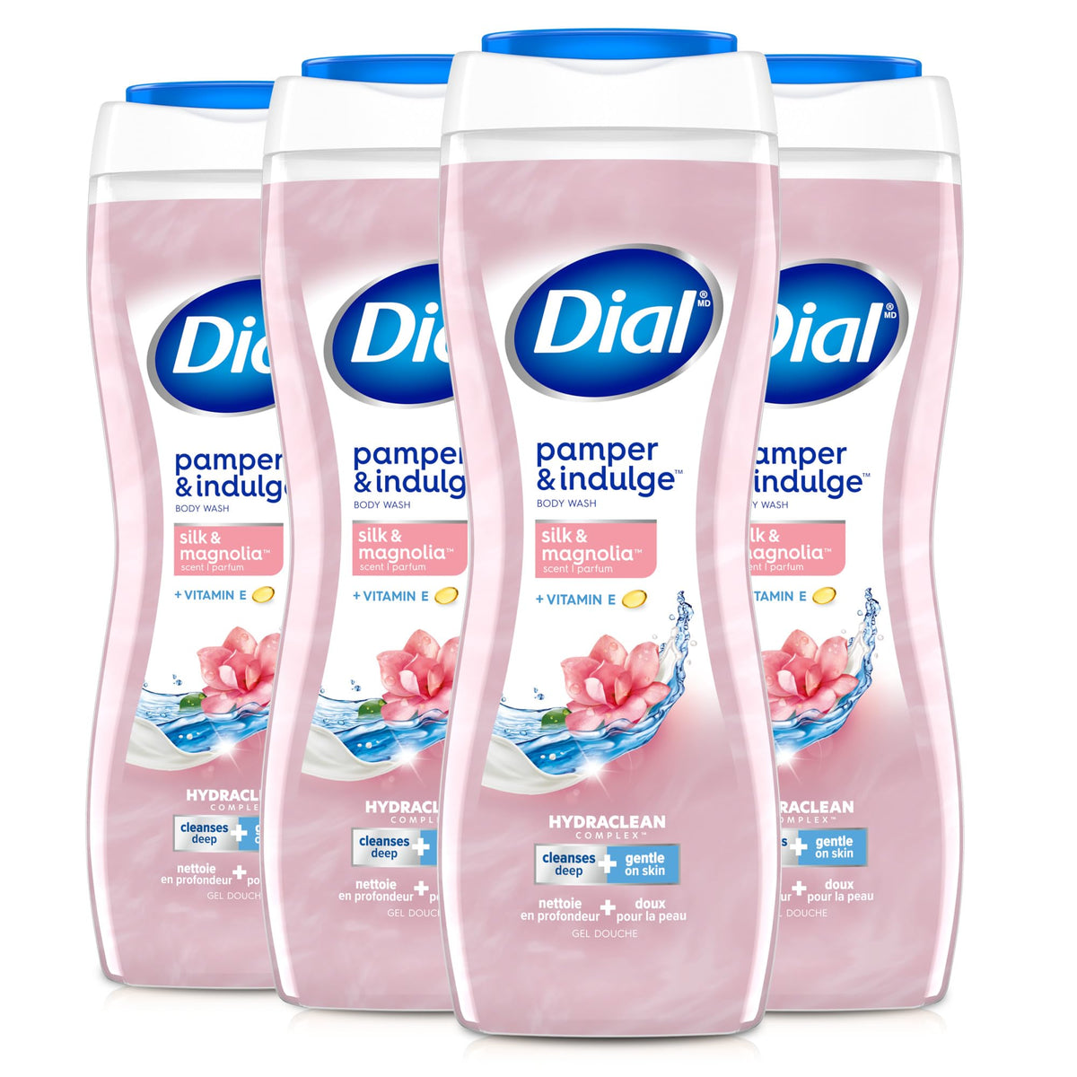 Dial Body Wash, Hydraclean Complex & Vitamin E, Gentle, Leaves Skin Feeling Nourished, Dermatologist-Tested, No Parabens & Sulfates, Exfoliate & Restore, Himalayan Salt, 16 Fl Oz (Pack of 4)
