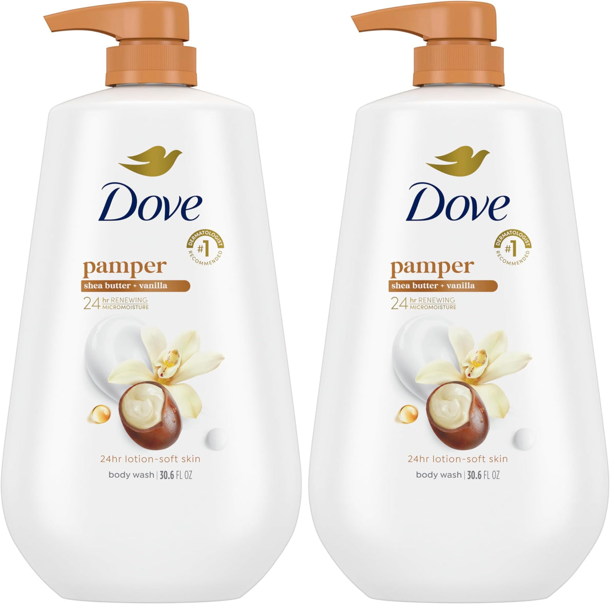Dove Body Wash Pamper Shea Butter & Vanilla 30.6 oz Pump, Sulfate Free