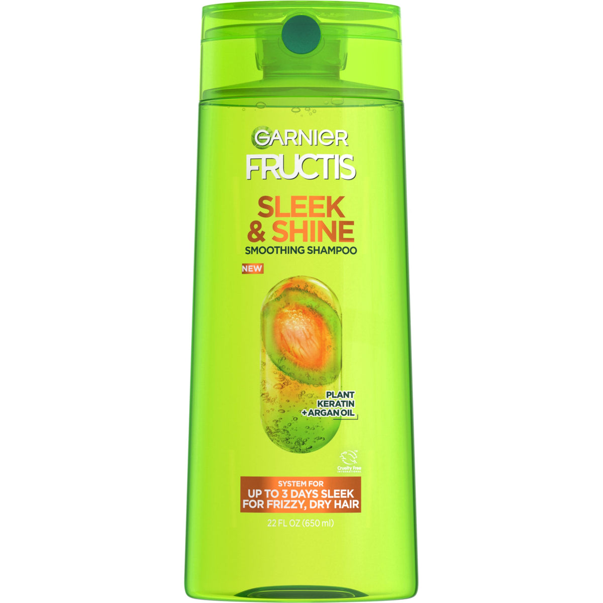 Garnier Fructis Sleek & Shine Shampoo, Smoothing Shampoo for Frizzy, Dry Hair with Argan Oil and Vegan Keratin, 33.8 Fl Oz (Packaging May Vary)
