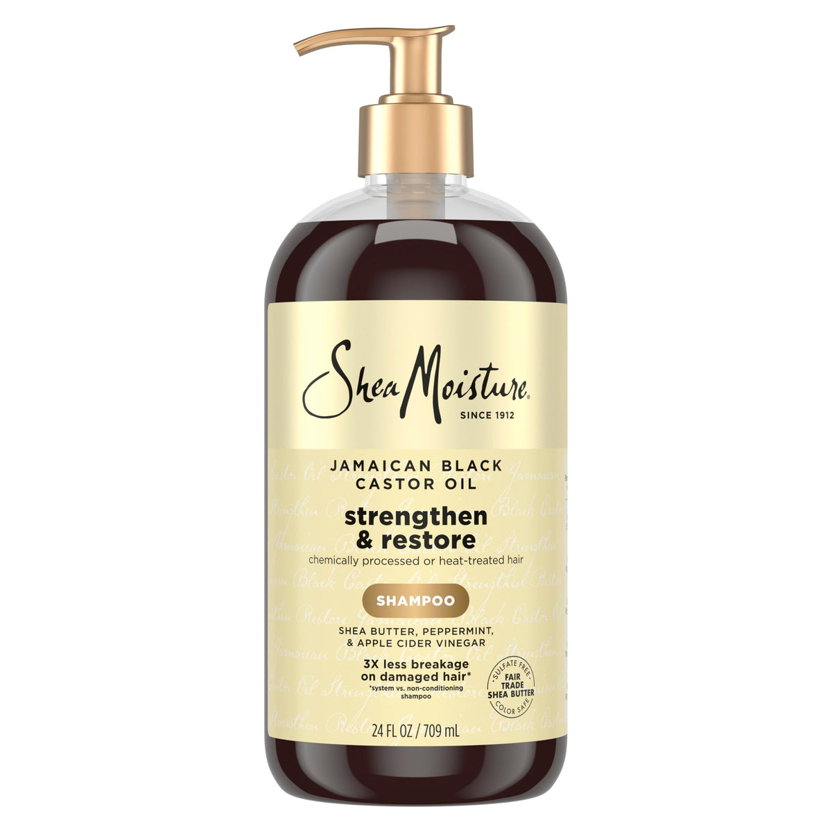 Shea Moisture Strengthen and Restore Shampoo for Damaged Hair 100% Pure Jamaican Black Castor Oil Cleanse and Nourish 13 oz