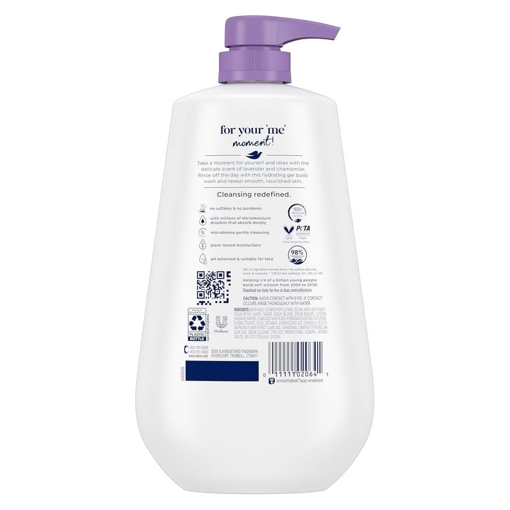 Dove Body Wash Relax Lavender Oil & Chamomile 30.6 oz Pump, Sulfate Free