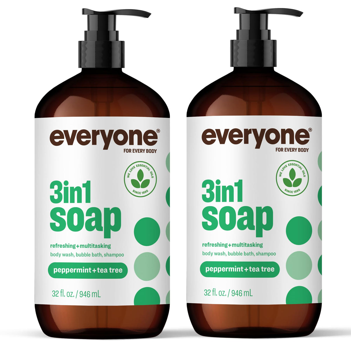 Everyone 3-in-1 Soap Body Wash Shampoo Bubble Bath Unscented 32oz 2pk