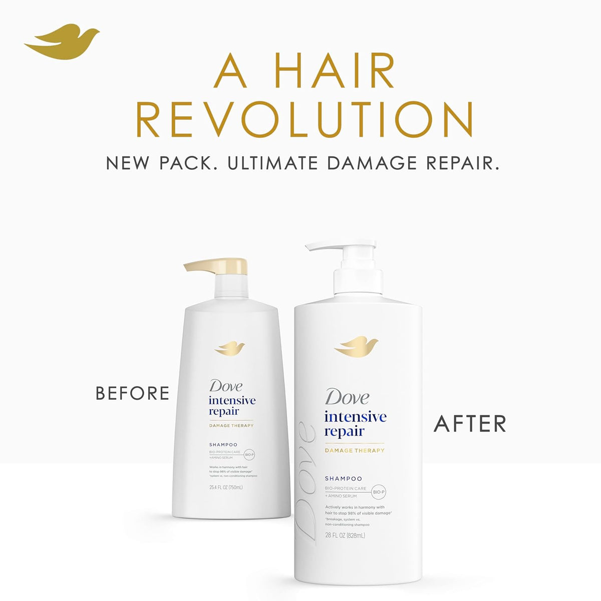 Dove Shampoo Intensive Repair for Damaged Hair with Bio-Protein, 28 Fl Oz
