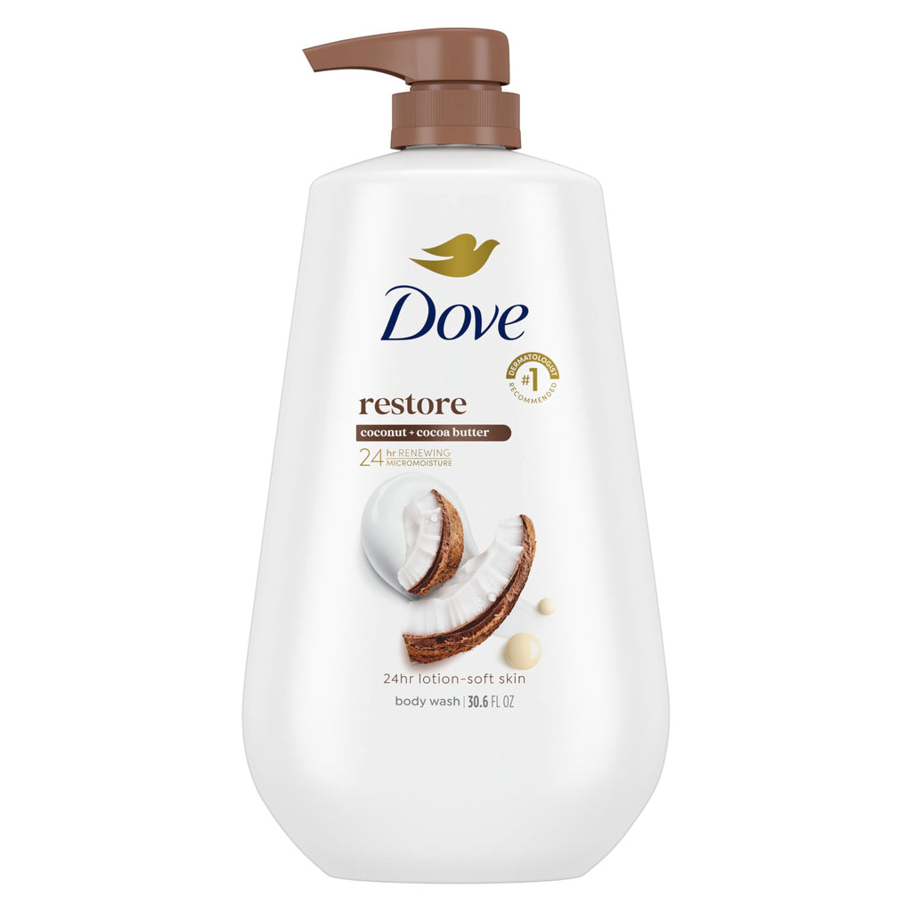 Dove Body Wash Restore Coconut & Cocoa Butter 30.6 oz Pump, Sulfate Free