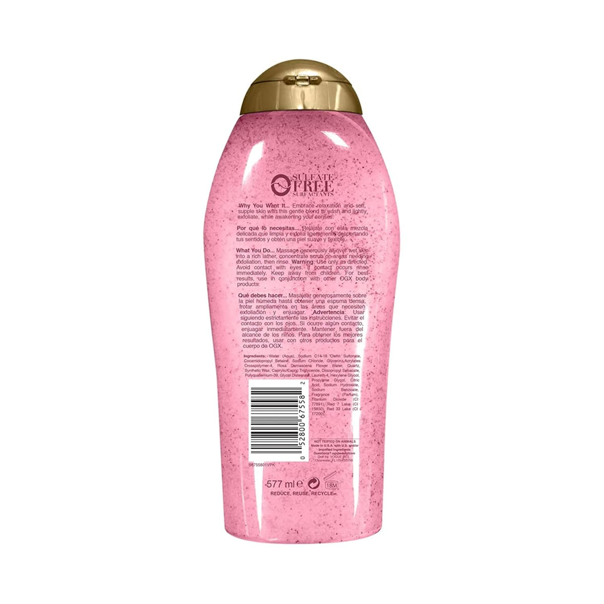 OGX Sensitive + Rose Water & Pink Sea Salt Body Scrub, 19.5 fl oz