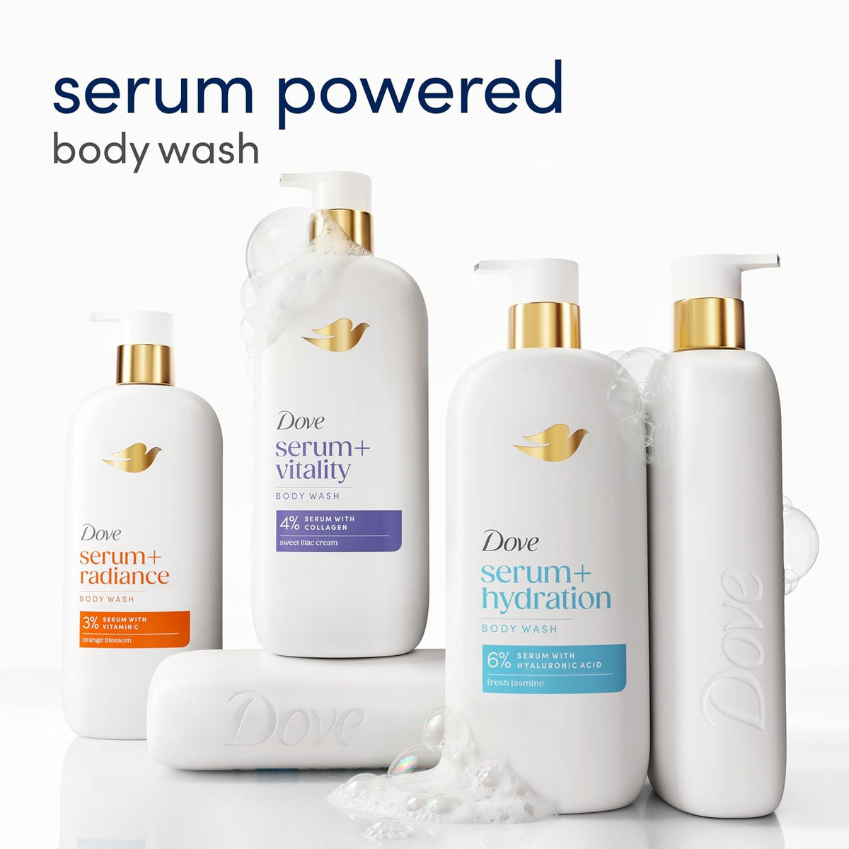 Dove Serum+ Radiance Body Wash, 3% Serum with Vitamin C, 18.5 oz