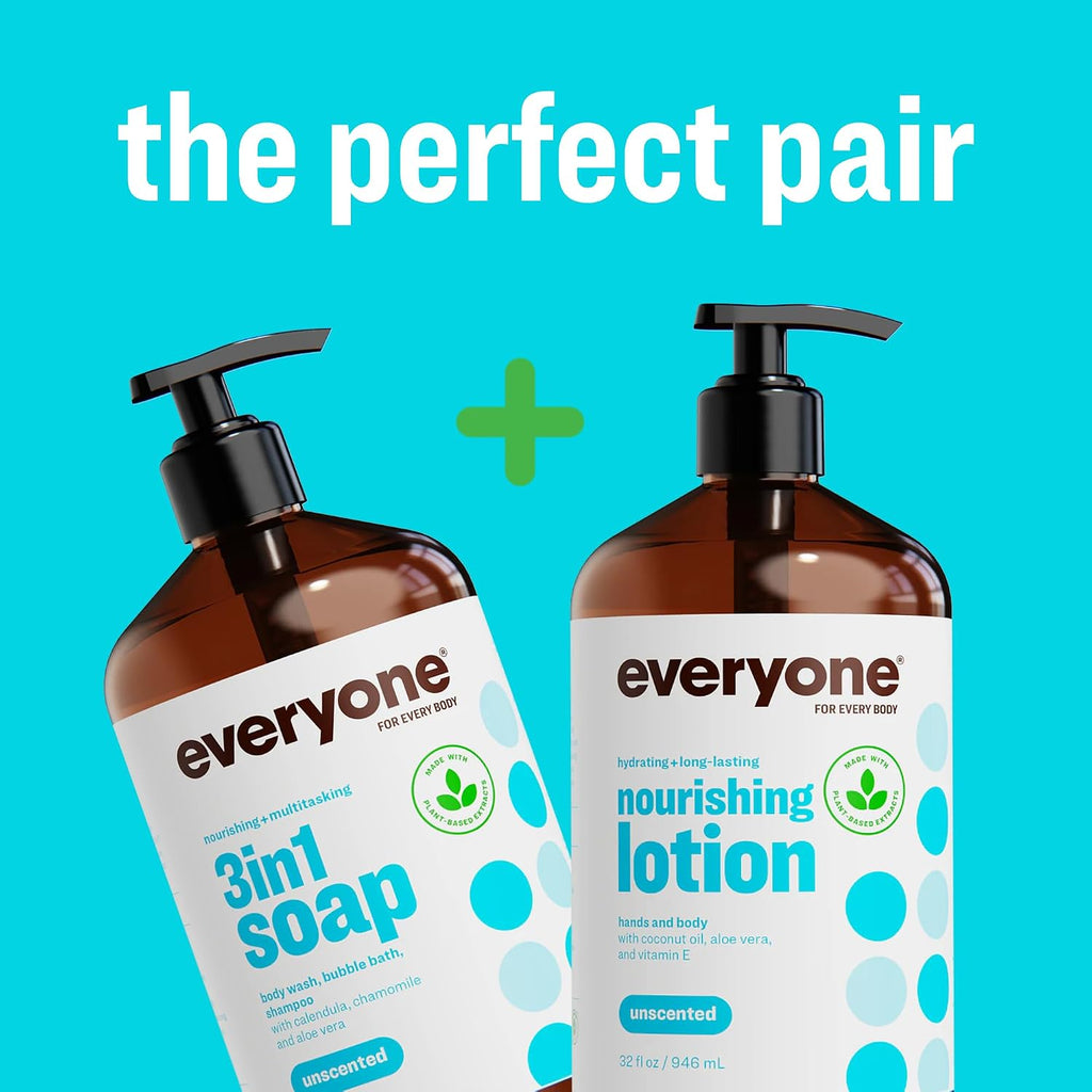 Everyone 3-in-1 Soap Body Wash Shampoo Bubble Bath Unscented 32oz 2pk