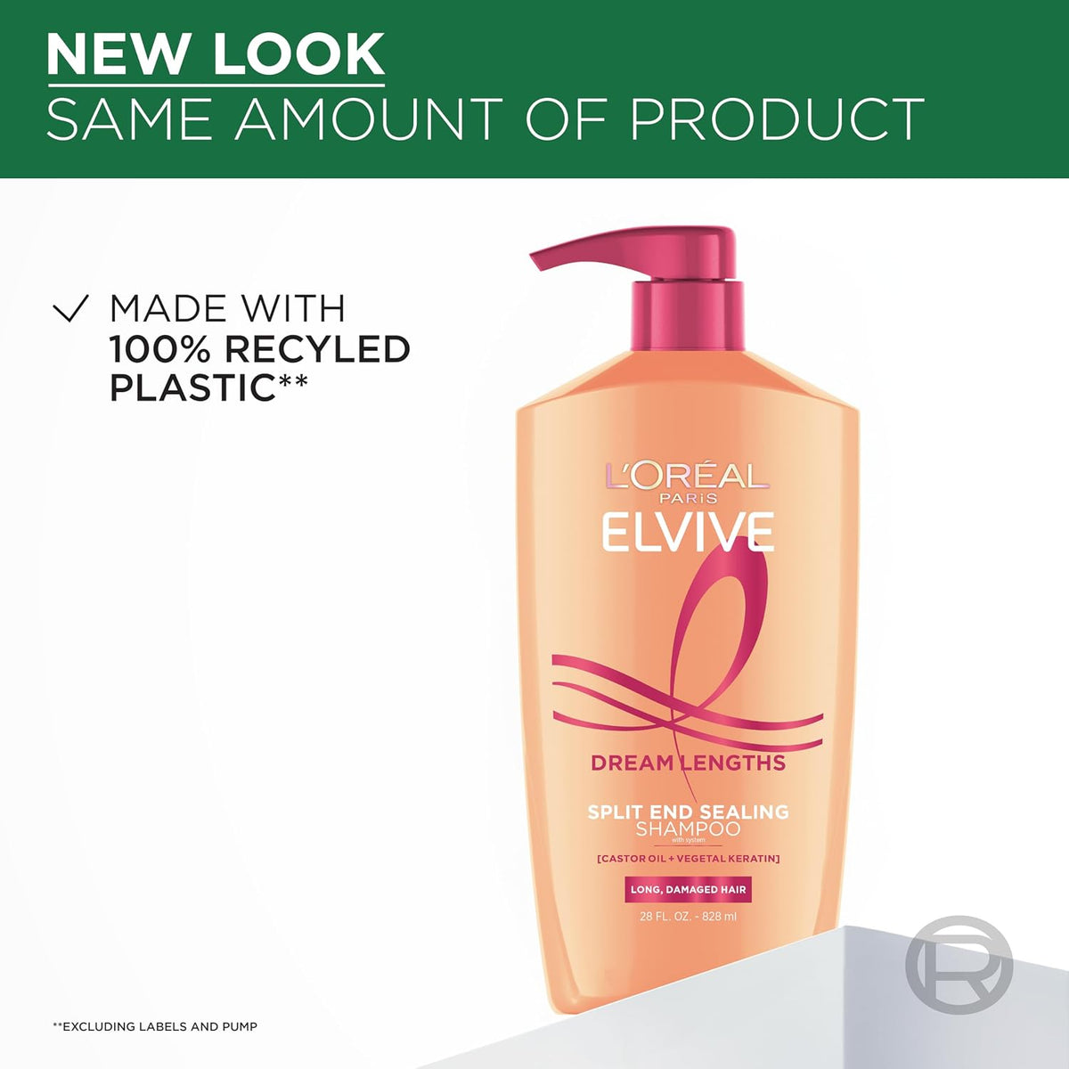 L'Oreal Paris Elvive Dream Lengths Restoring Shampoo With Fine Castor Oil and Vitamins B3 and B5 for Long, Damaged Hair, Visibly Repairs Damage Without Weighdown With System, 28 Fl Ounce
