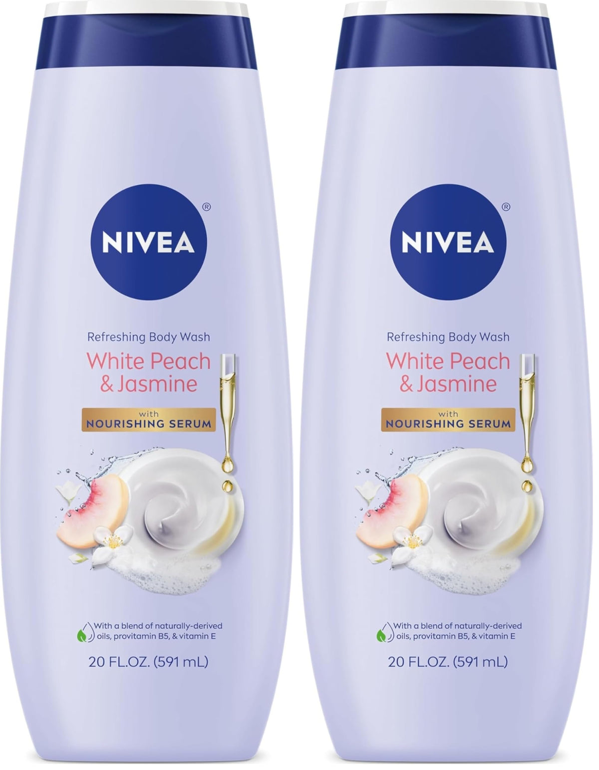 NIVEA Refreshing White Peach and Jasmine Body Wash, 20 FL OZ