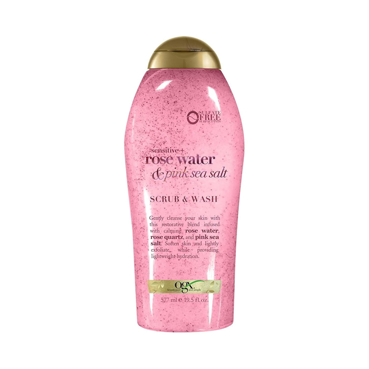 OGX Sensitive + Rose Water & Pink Sea Salt Body Scrub, 19.5 fl oz