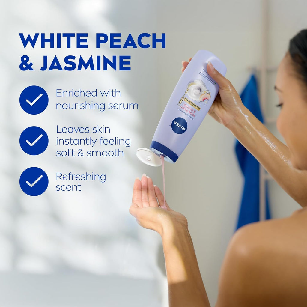 NIVEA Refreshing White Peach and Jasmine Body Wash, 20 FL OZ