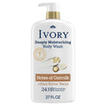 Ivory Deeply Moisturizing Body Wash, 24hr Nourishing Hydration, Soothes Itchy Dry Skin, Made with Shea Butter Blend, Free of Dyes Heavy Perfumes Parabens & Phthalates, Oatmilk Scent, 27 oz
