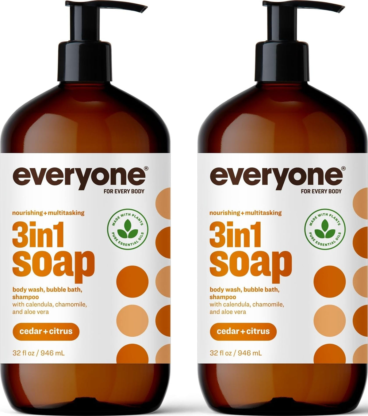 Everyone 3-in-1 Soap Body Wash Shampoo Bubble Bath Unscented 32oz 2pk