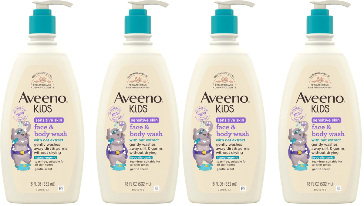Aveeno Kids Face & Body Wash, Sensitive Skin, 18 fl. oz