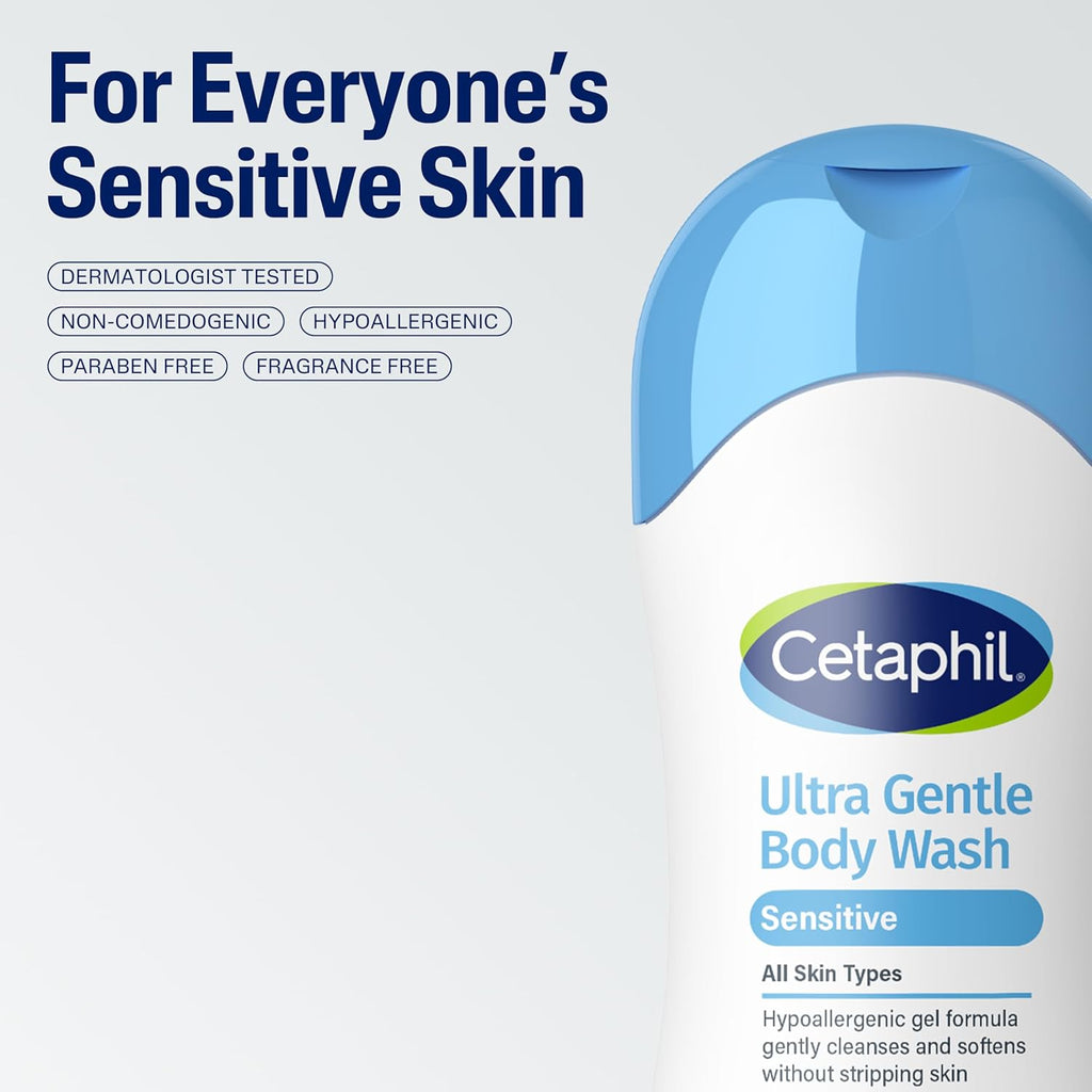Cetaphil Ultra Gentle Refreshing Body Wash, Hypoallergenic, 16.9oz, 3ct