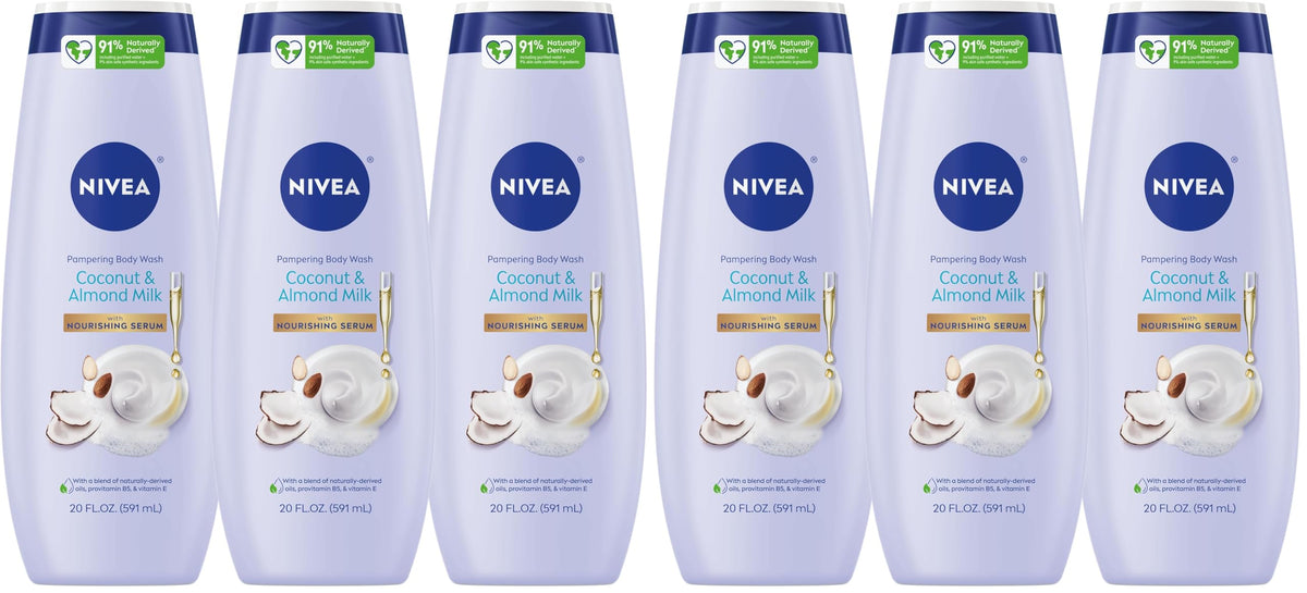 NIVEA Pampering Coconut and Almond Milk Body Wash, 20 FL OZ