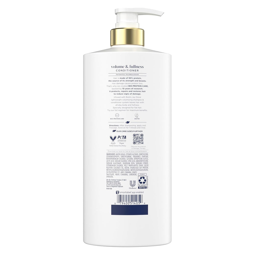 Dove Conditioner Volume & Fullness for Thin Hair, Bio-Protein, 28 Fl Oz
