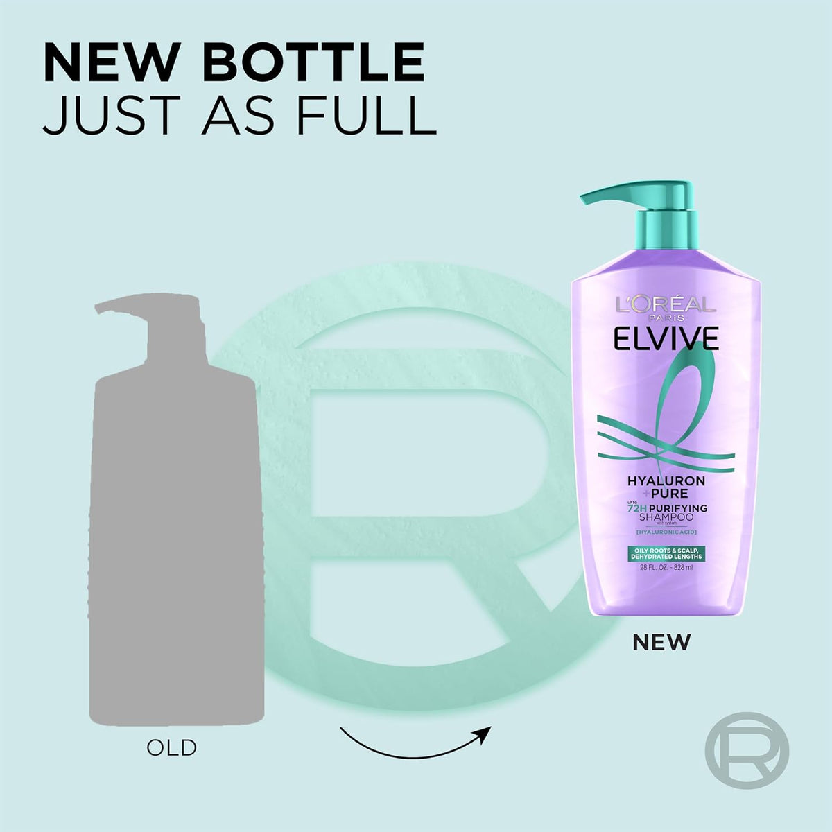 L'Oreal Paris Elvive Hyaluron + Pure 72H Purifying Shampoo for Oily Hair, Clarifying Shampoo with Salicylic Acid and Hyaluronic Acid, 28 Fl Oz