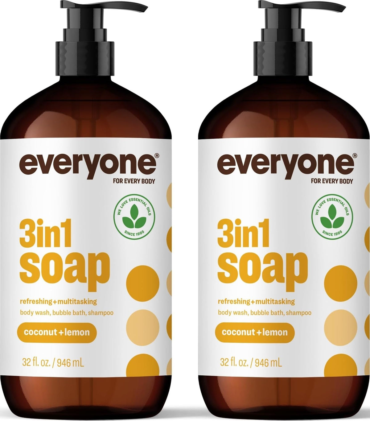 Everyone 3-in-1 Soap Body Wash Shampoo Bubble Bath Unscented 32oz 2pk