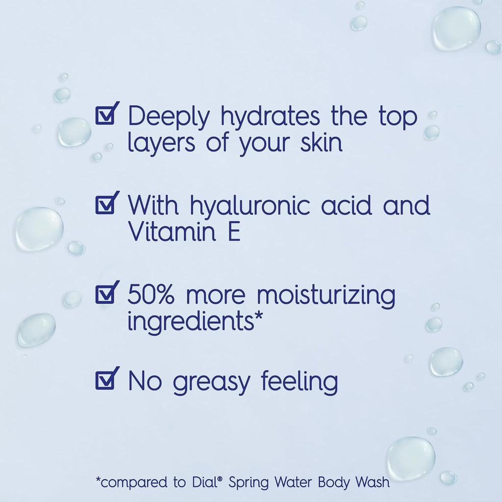 Dial Healthy Hydration Body Wash, Hyaluronic Acid, Vitamin E, 16oz, 4-Pack