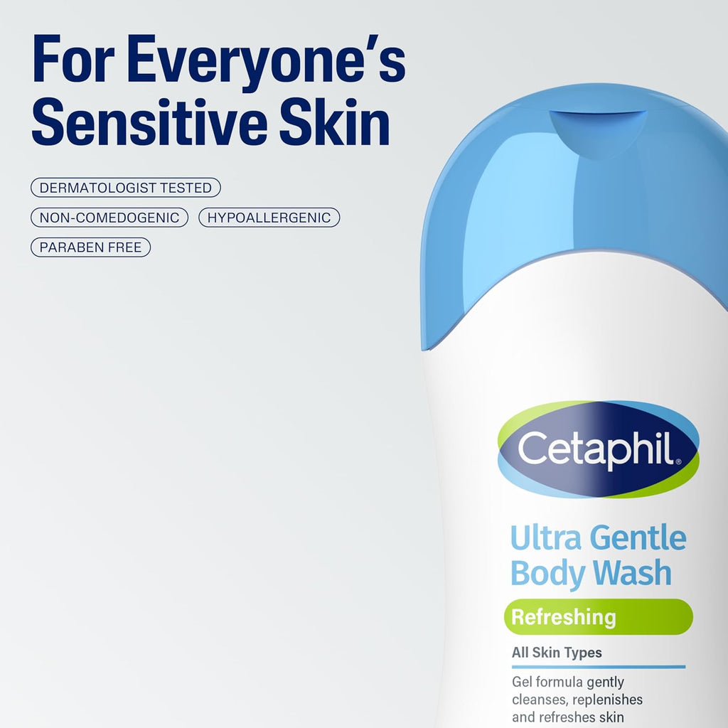 Cetaphil Ultra Gentle Refreshing Body Wash, Hypoallergenic, 16.9oz, 3ct