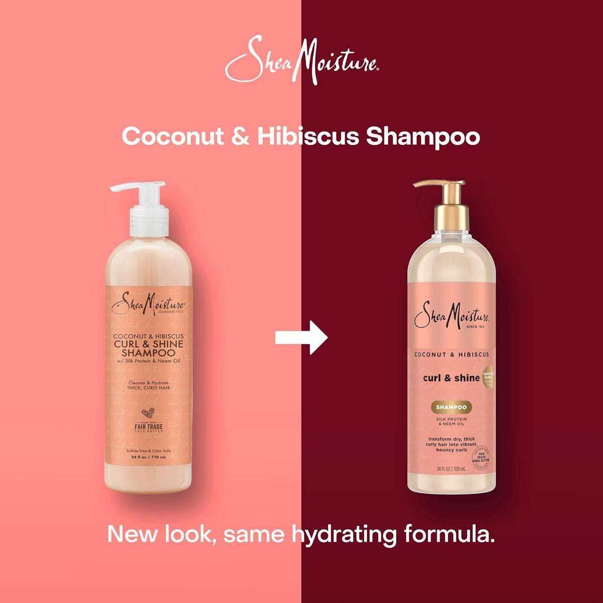 Shea Moisture Coconut & Hibiscus Shampoo for Curly Hair Hydrating 24oz