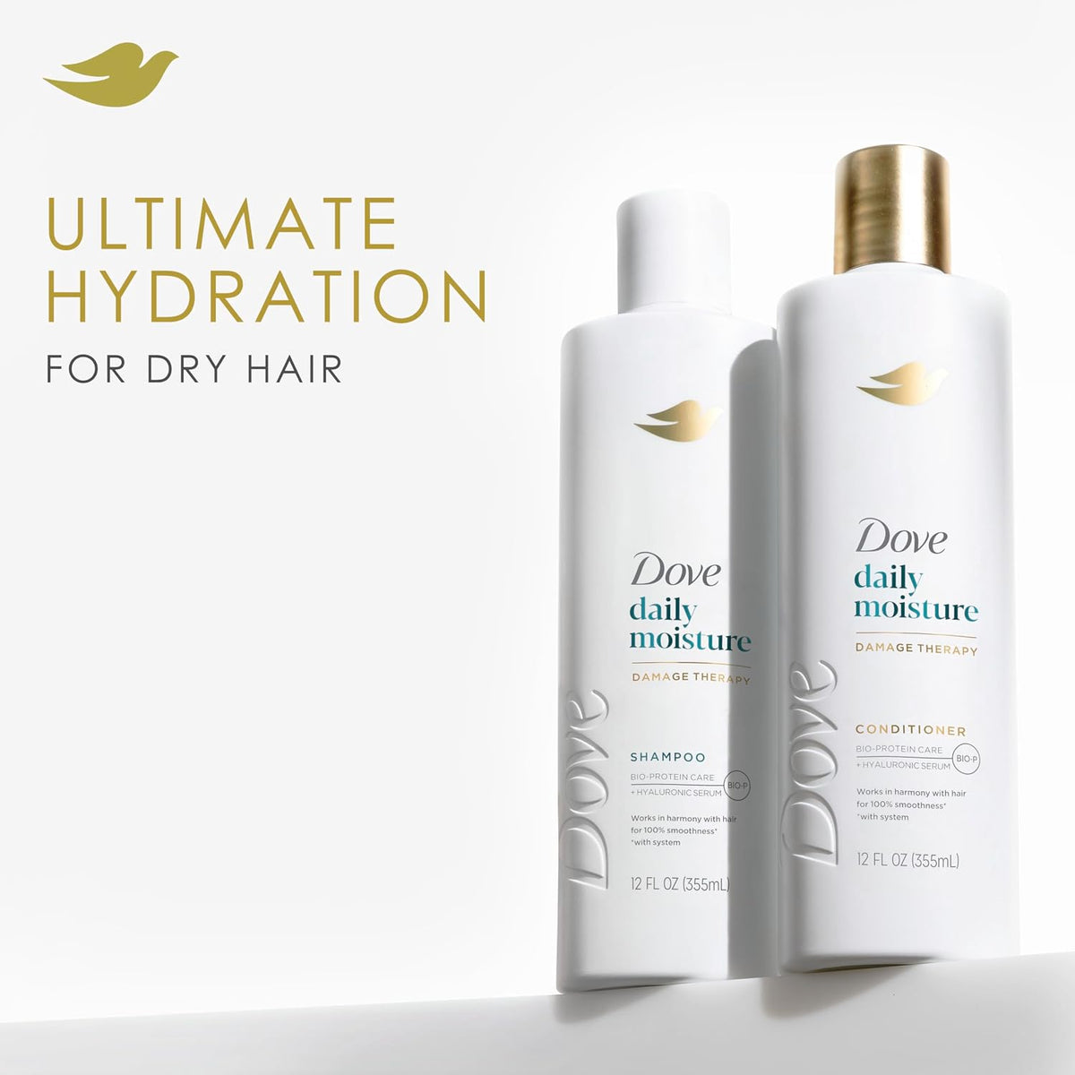 Dove Daily Moisture Shampoo for Dry Hair with Hyaluronic Serum 12oz 4ct