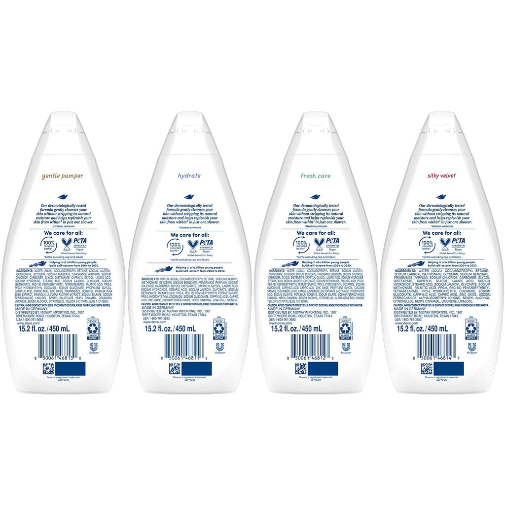Dove Moisturizing Body Wash, Variety 6-Pack, 15.2 Oz Ea