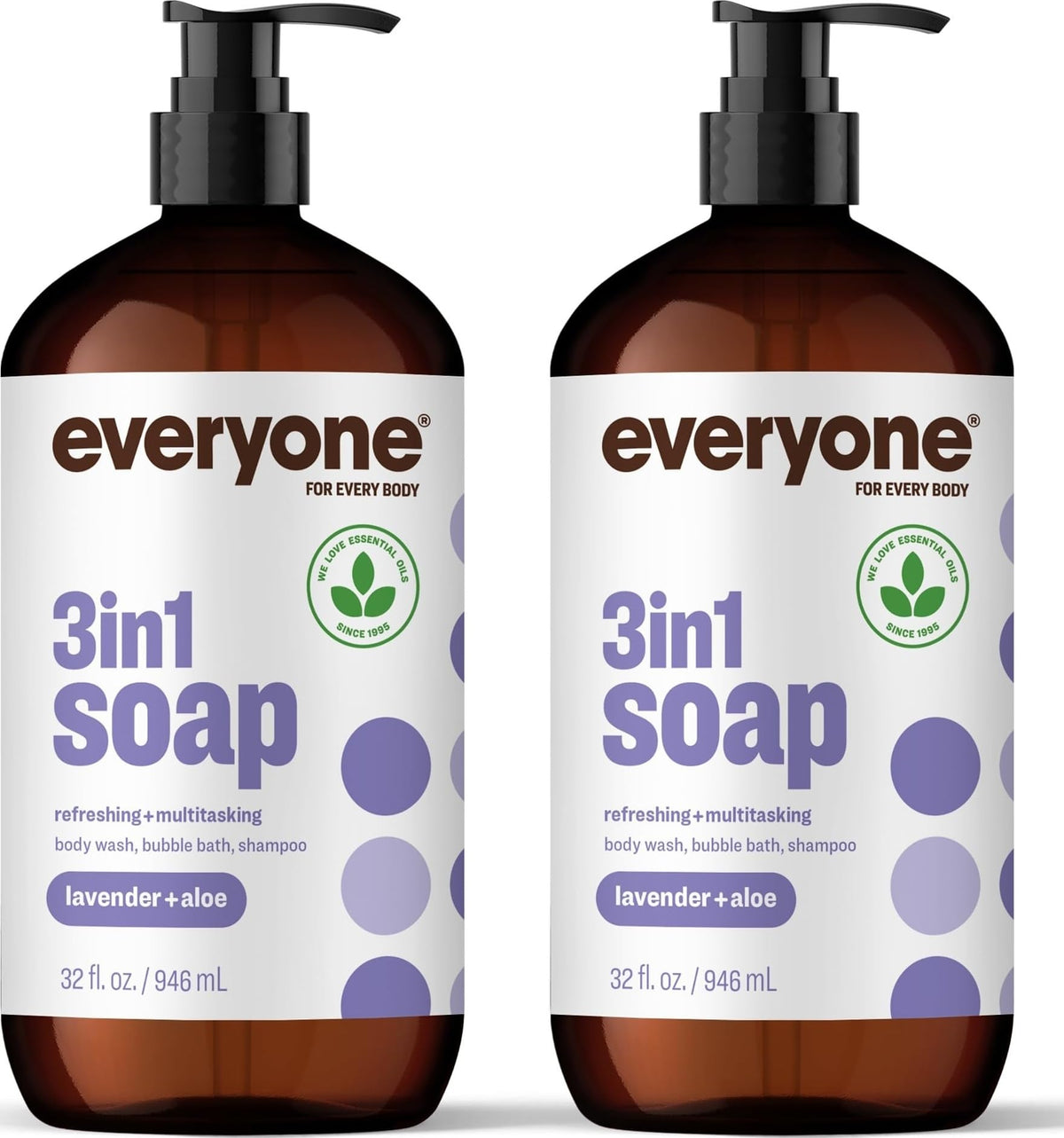 Everyone 3-in-1 Soap Body Wash Shampoo Bubble Bath Unscented 32oz 2pk