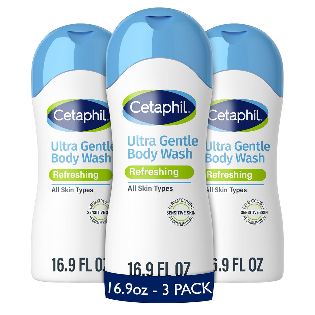 Cetaphil Ultra Gentle Refreshing Body Wash, Hypoallergenic, 16.9oz, 3ct