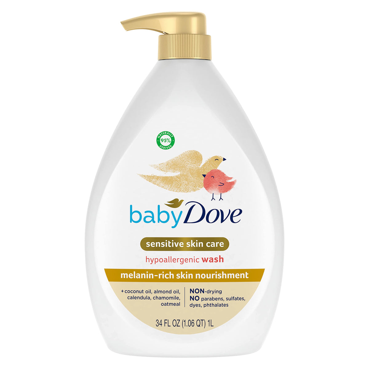 Baby Dove Sensitive Skin Hydrating Body Wash, Tear-Free & 34oz