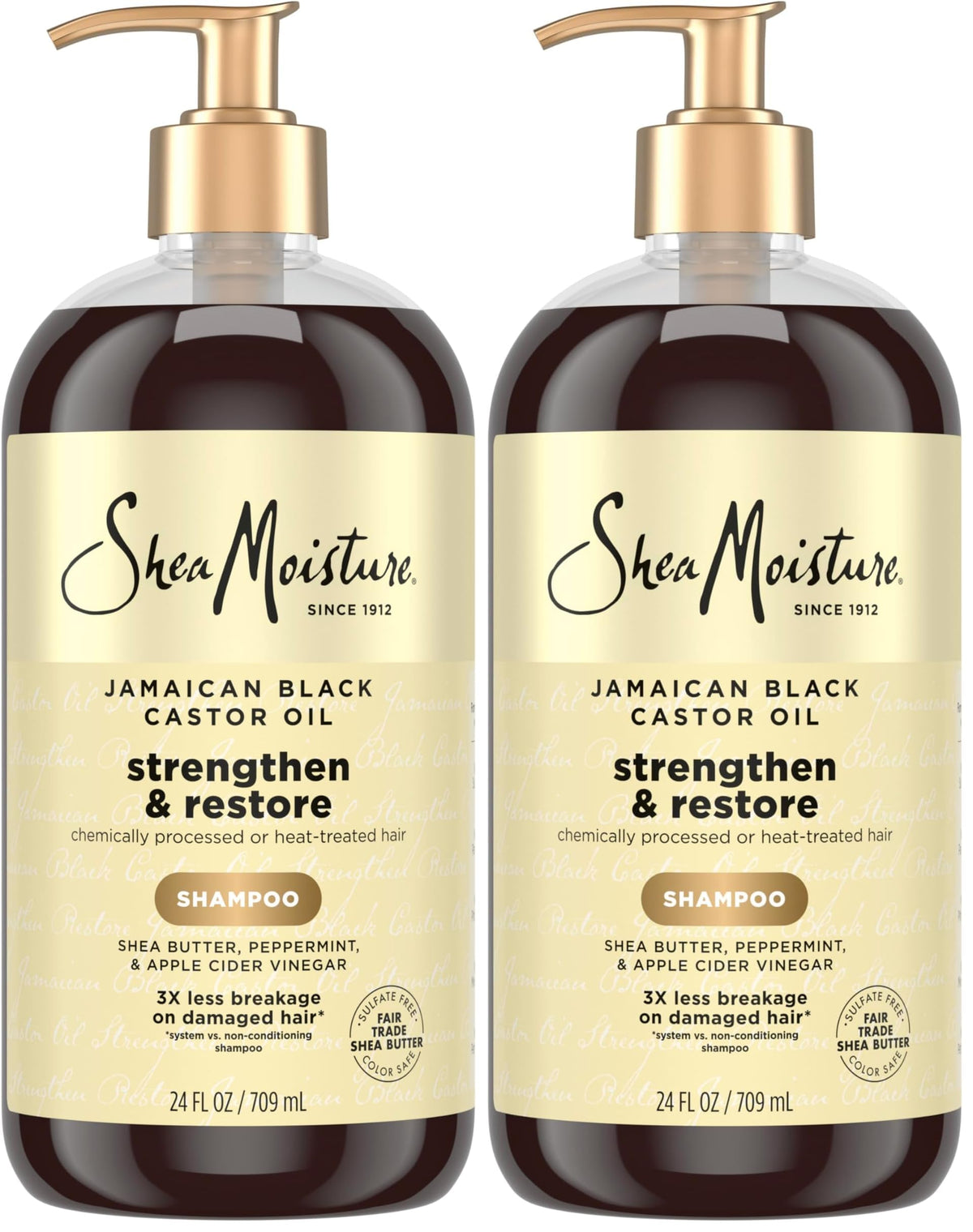 Shea Moisture Strengthen and Restore Shampoo for Damaged Hair 100% Pure Jamaican Black Castor Oil Cleanse and Nourish 13 oz