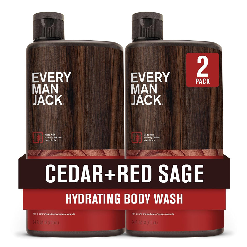 Every Man Jack Hydrating Body Wash for Men, Cedar Red Sage, 2pk