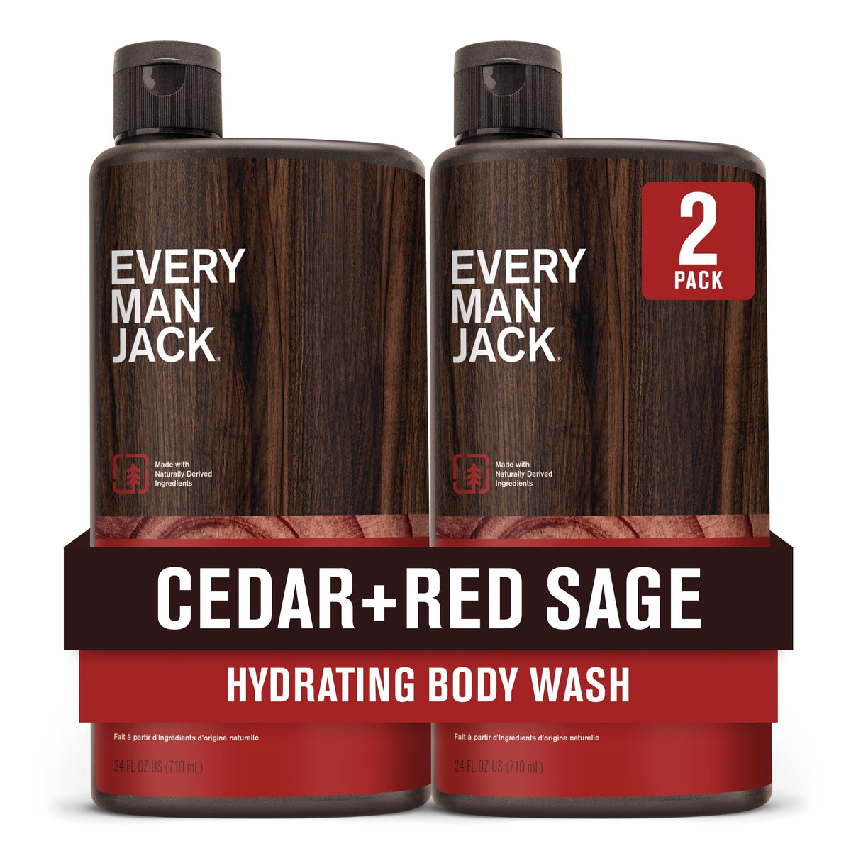Every Man Jack Hydrating Body Wash for Men, Cedar Red Sage, 2pk