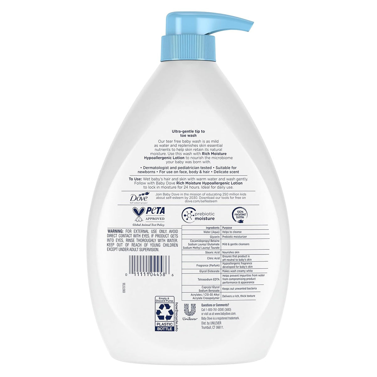 Baby Dove Sensitive Skin Hydrating Body Wash, Tear-Free & 34oz