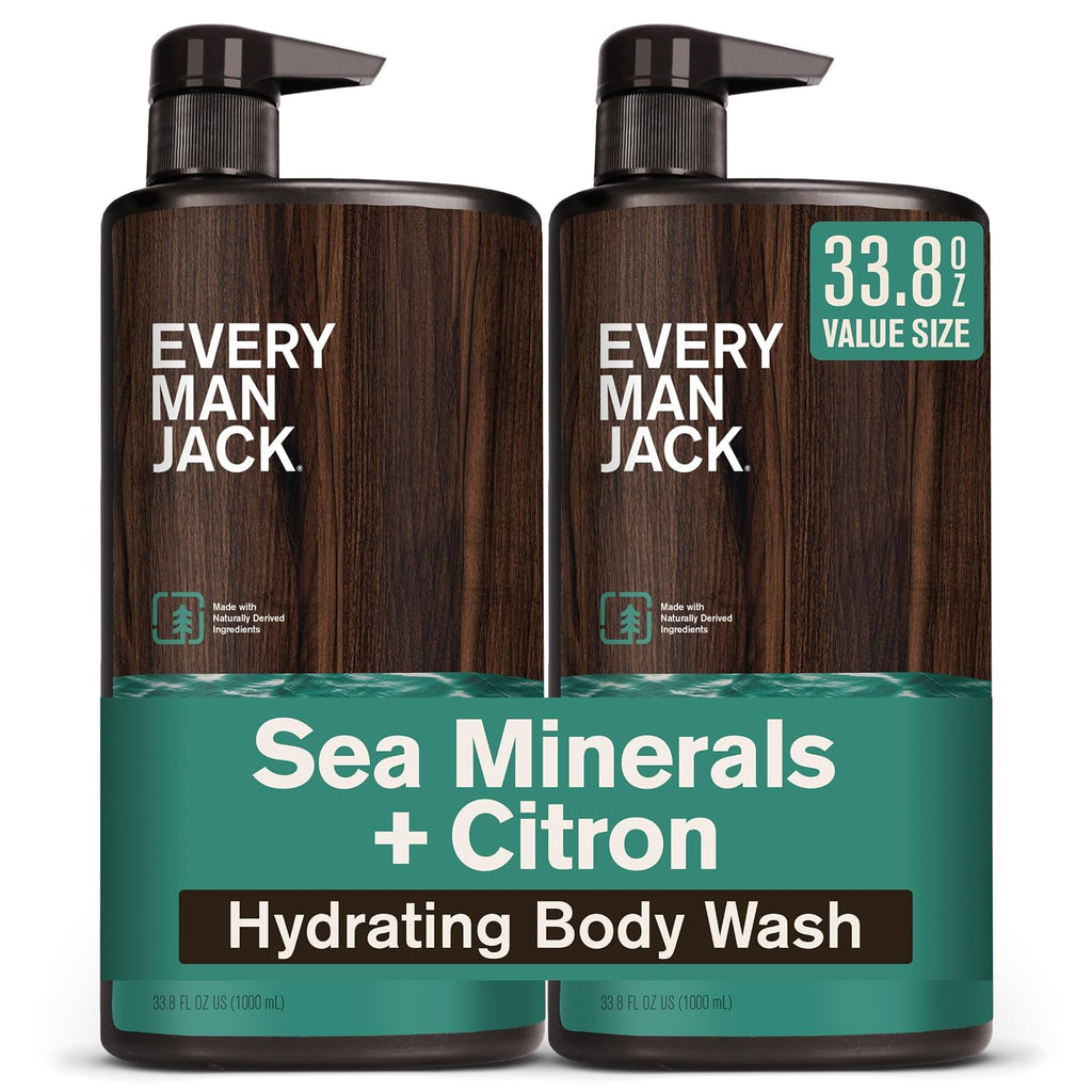 Every Man Jack Hydrating Body Wash for Men, Sea Minerals Citron, 2pk