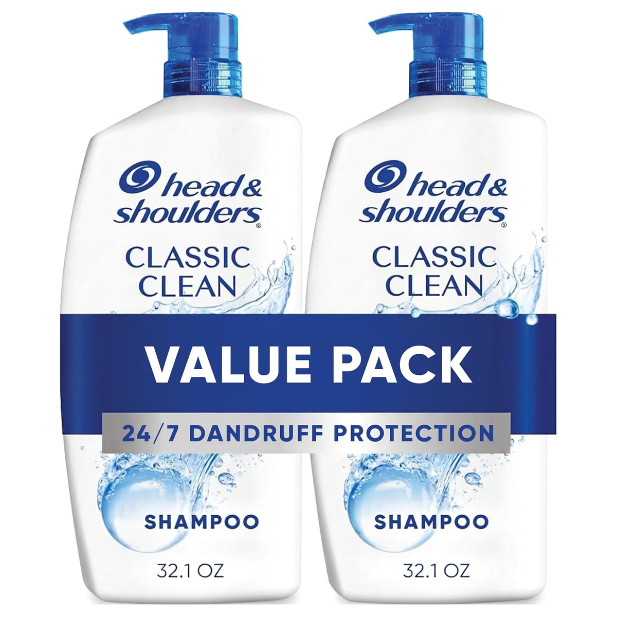 Head & Shoulders Classic Clean Anti-Dandruff Shampoo Twin Pack, 32.1 fl oz Each, 72-Hour Dandruff Protection, Safe for Everyday Use on All Hair Types
